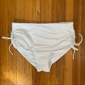 White Ruched High Waisted Bikini Bottom